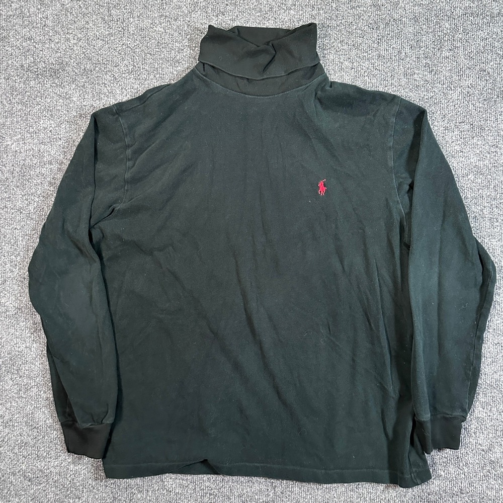 VTG Polo Ralph Lauren Men's Size XL Turtleneck Shirt Black Red Pony Cotton